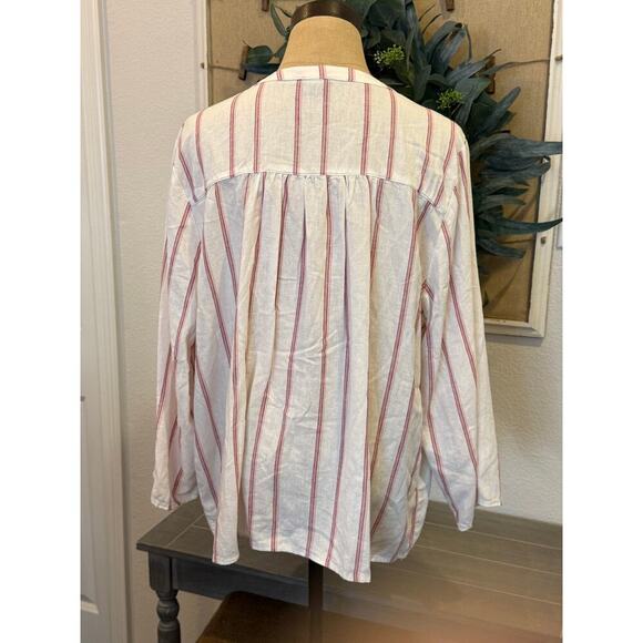 SPLENDID Linen Blend Pink Striped Boho Top Shirt Blouse Women size XL - Picture 4 of 8